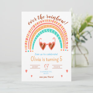Rainbow Birthday Invitation Watercolor Rainbow 
