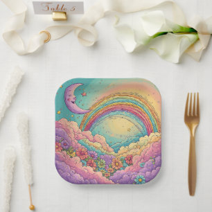 rainbow Birthday or Shower Paper Plate