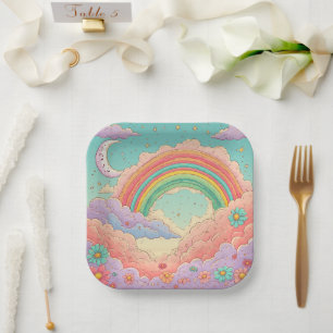 rainbow Birthday or Shower Paper Plate