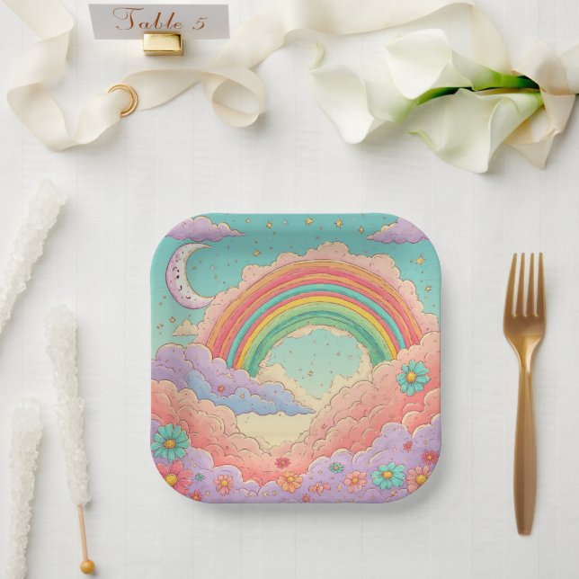 rainbow Birthday or Shower  Paper Plate (Wedding)