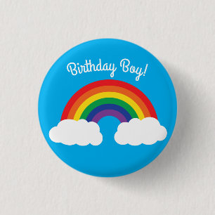 Rainbow Birthday Party Cute Kids 1 Inch Round Button