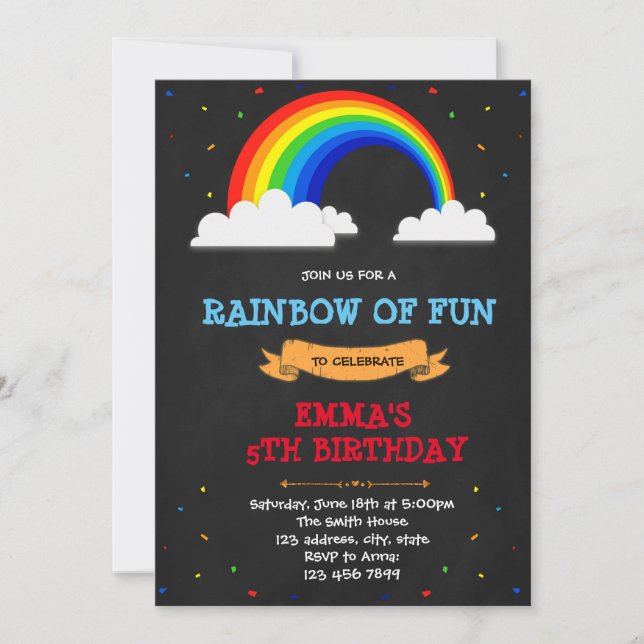 Rainbow birthday party invitation (Front)