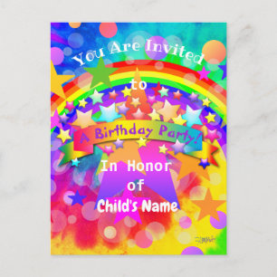 Rainbow Birthday Party Invitation Carte postale HA