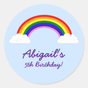 Rainbow Birthday Party Personalized Favour Classic Round Sticker