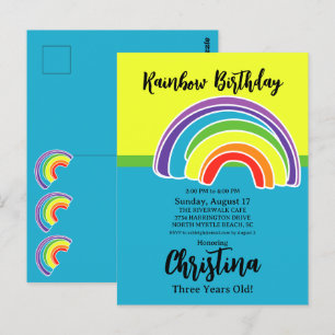 Rainbow Birthday Party Postcard