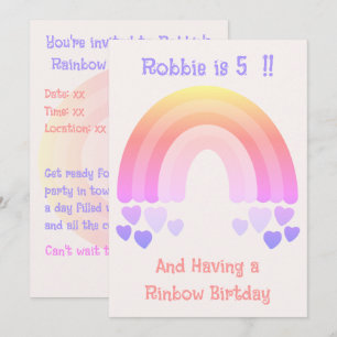 Rainbow Birthday Party Sweet Pastel Invitation