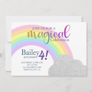 rainbow birthday, rainbow, birthday invite, kid