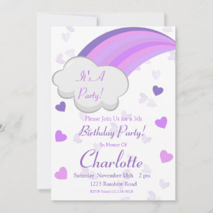 Rainbow Birthday, Rainbow Party, Purple Rainbow Invitation