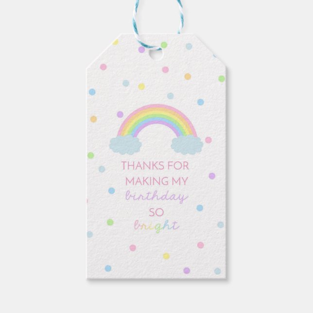 Rainbow Birthday Thank You Tags (Front)