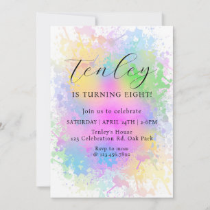 Rainbow Birthday, , Watercolor, Rainbow Party, Invitation