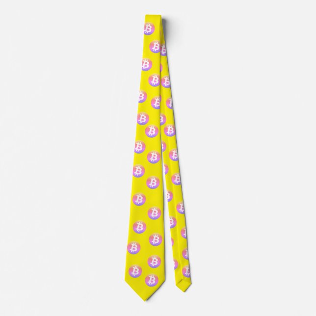 Rainbow Bitcoin Wave BTC Crypto Token Neck Tie (Front)