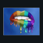 Rainbow Biting Dripping lips Pride  Postcard<br><div class="desc">This design may be personalized by choosing the Edit Design option. You may also transfer onto other items. Contact me at colorflowcreations@gmail.com or use the chat option at the top of the page if you wish to have this design on another product or need assistance. See more of my designs...</div>