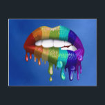 Rainbow Biting Dripping lips Pride  Postcard<br><div class="desc">This design may be personalized by choosing the Edit Design option. You may also transfer onto other items. Contact me at colorflowcreations@gmail.com or use the chat option at the top of the page if you wish to have this design on another product or need assistance. See more of my designs...</div>