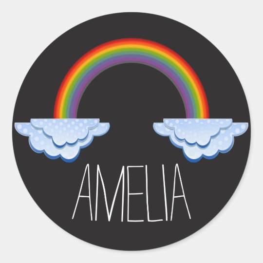 Rainbow Black Background Name Sticker