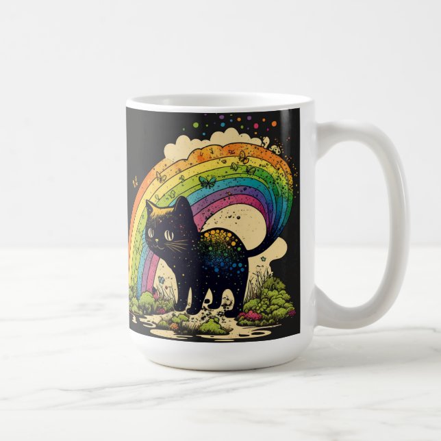 Rainbow black cat , cute lgbtq coffee mug (Right)