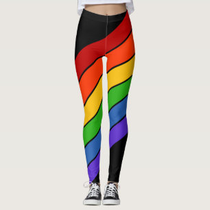 Rainbow Black Diagonal PRIDE Striped Leggings