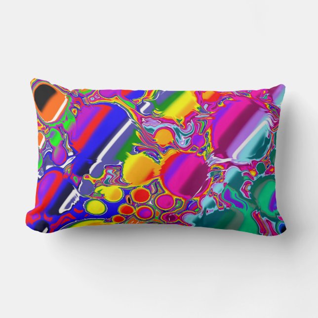 Rainbow Blast Abstract Art   Lumbar Pillow (Front)