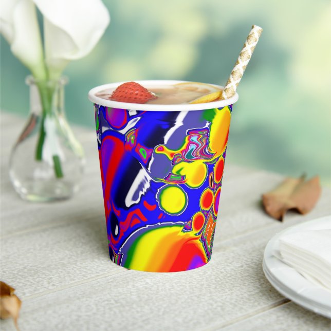 Rainbow Blast Abstract Art   Paper Cups (Insitu)