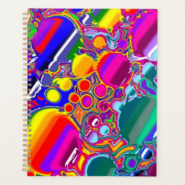 Rainbow Blast Abstract Art   Planner (Front)