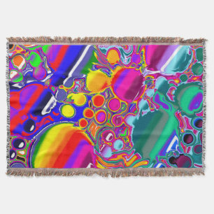 Rainbow Blast Abstract Art Throw Blanket