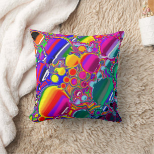 Rainbow Blast Abstract Art   Throw Pillow