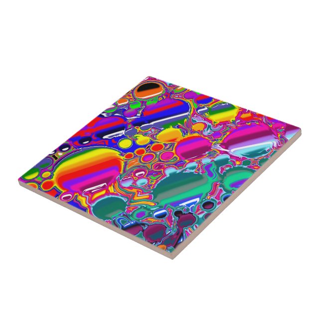 Rainbow Blast Abstract Art   Tile (Side)