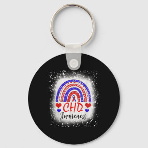 Rainbow Bleached Chd Congenital Heart Defect Aware Keychain