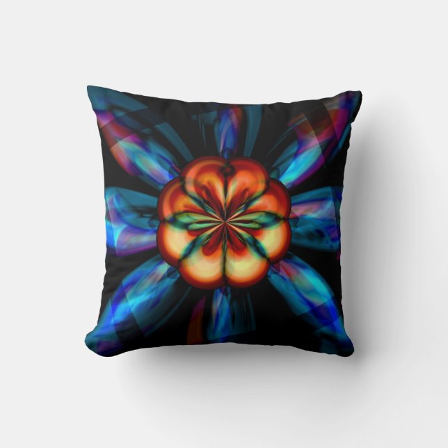 Rainbow Bloom Throw Pillow (Front)