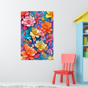 Rainbow Blossom: A Modern Symphony of Colours Poster