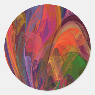 Rainbow Blossom Fractal Classic Round Sticker