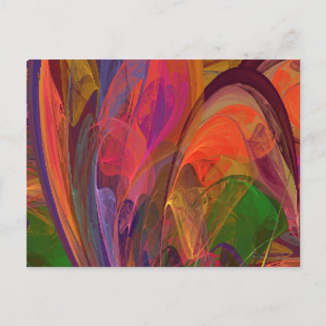 Rainbow Blossom Fractal Postcard (Front)
