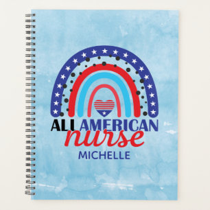 Rainbow Blue American Nurse Watercolor Planner