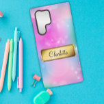 Rainbow Blue and Pink Bokeh Samsung Galaxy Case<br><div class="desc">Add a touch of personality to your phone with our personalized Rainbow Blue and Pink Bokeh phone case. This case features a beautiful pastel pink, blue, and green bokeh pattern with white sparkles and a gold badge that can be personalized with your name (or monogram, if you prefer). The case...</div>