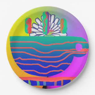 Rainbow Blue Cup Saucer Party Cocktail  Paper Plate