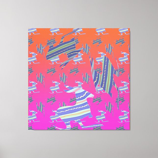  Rainbow Blue Kangaroo Stretched Canvas Print (Front)