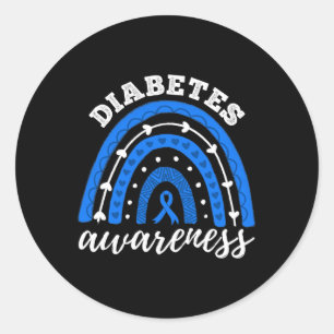Rainbow Blue Ribbon T1d Type 1 Diabetes Awareness Classic Round Sticker