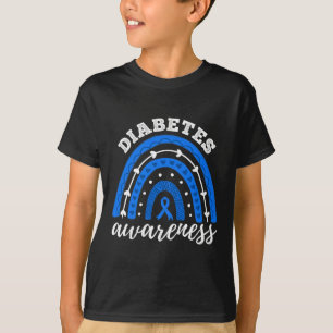 Rainbow Blue Ribbon T1d Type 1 Diabetes Awareness T-Shirt