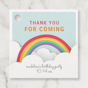 Rainbow Blue Sky Kids Birthday Thank You Favour Tags