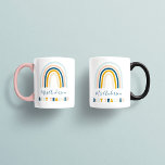 Rainbow blue yellow personalised best teacher coffee mug<br><div class="desc">Rainbow blue yellow personalised mug cute elegant best teacher summer,  Christmas or end of term gift.</div>