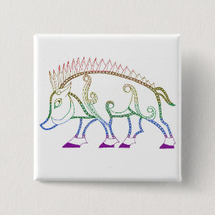 Rainbow Boar 2 Inch Square Button
