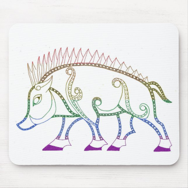 Rainbow Boar Mouse Pad (Front)