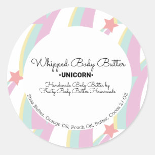 Rainbow Body Butter Bath Branding Packaging Classic Round Sticker