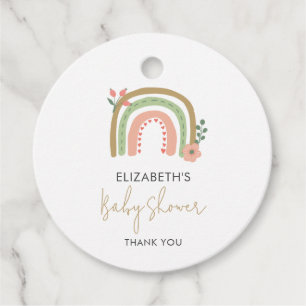 Rainbow Boho Baby Shower Muted Colours Earth Cute Favour Tags