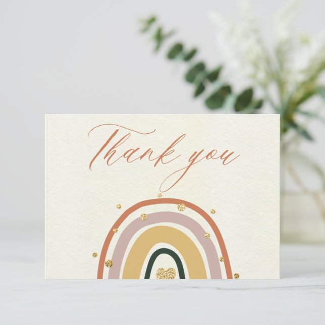 Rainbow Boho Baby Shower Thank You Card (Standing Front)