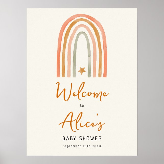 Rainbow Boho Baby Shower Welcome Sign (Front)