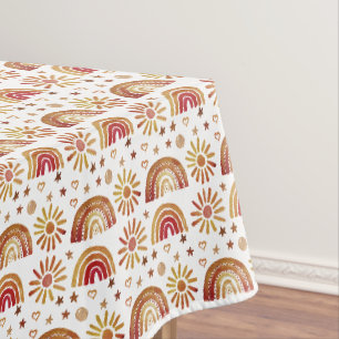 Rainbow Boho Birthday Baby Shower Gender Neutral Tablecloth