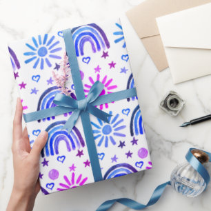 Rainbow Boho Birthday Baby Shower Girl Wrapping Paper
