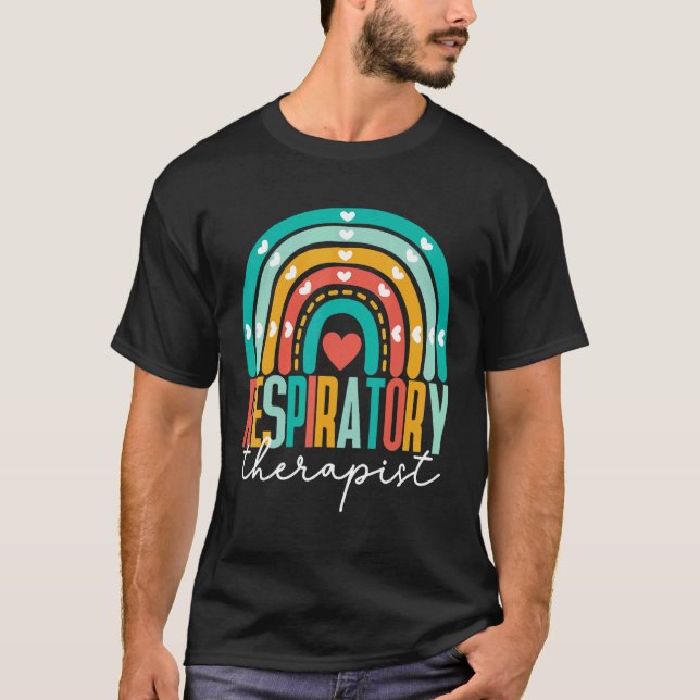 Rainbow Boho Coloful Respiratory Therapist RT Ther T-Shirt (Front)