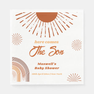 Rainbow Boho Here Comes The Son Baby Shower  Napkin