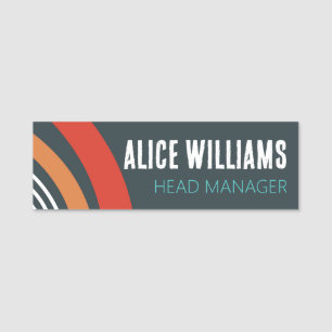 Rainbow boho line art name tag